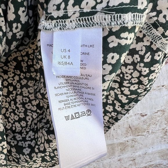 FREE People Kinsley Floral Wrap Dress Size 4 Green Western Country Boho Puff - Picture 10 of 10